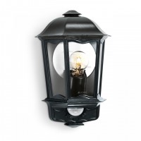 Sensor-switched outdoor light L 190 S, Black, 12m, max.100W, E27, IP44, 180° Steinel