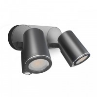 Sensor-switched LED floodlight Spot DUO S, Anthracite, 10m, 14.95W, GU10, 3000K, 1024lm, IP44, 90° Steinel