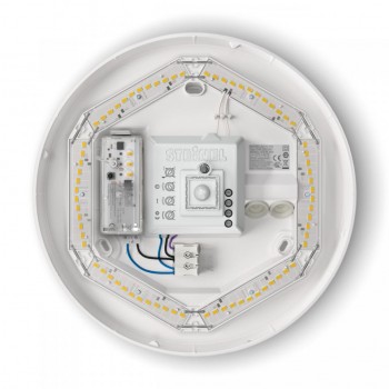 Plafons LED ar sensoru un avārijas gaismas moduli RS PRO P2 flat S EM, Balts, 8m, 15.4W, 4000K, 1700lm, IP54, 360° Steinel