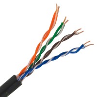 Сетевой интернет кабель 4x2x0.57mm AWG23 Cat6 U UTP черный PE 305m наружный монтаж