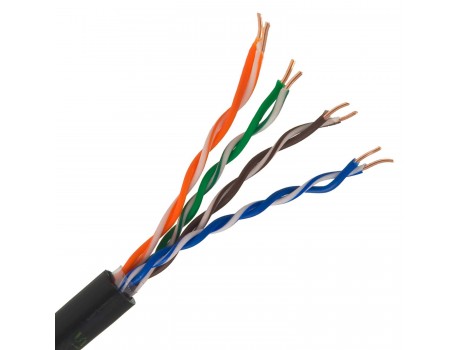 Сетевой интернет кабель 4x2x0.57mm AWG23 Cat6 U UTP черный PE 305m наружный монтаж