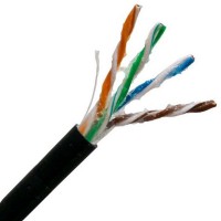 Сетевой интернет кабель 4x2x0.5mm AWG23 Cat5e U UTP черный с гелем, наружный монтаж 305m