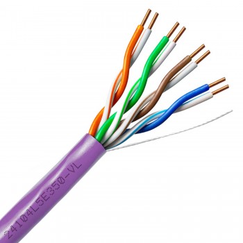 Сетевой интернет кабель 4x2x0.52mm AWG24 Cat6 U UTP, фиолетовый LSZH 305m