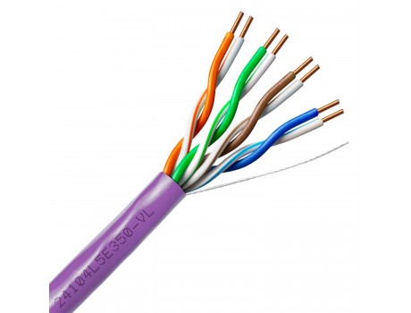 Сетевой интернет кабель 4x2x0.52mm AWG24 Cat6 U UTP, фиолетовый LSZH 305m