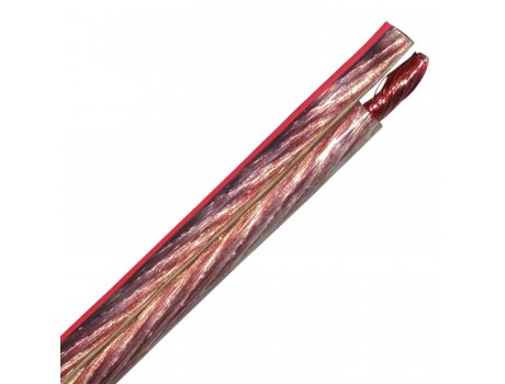 Акустический кабель 2х1,5мм² YFAZ прозрачный, с красной полосой
