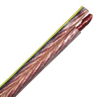 Акустический кабель 2х10,0мм² YFAZ прозрачный, с красной полосой