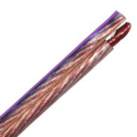 Акустический кабель 2х6,0мм² YFAZ прозрачный, с фиолетовойой полосой