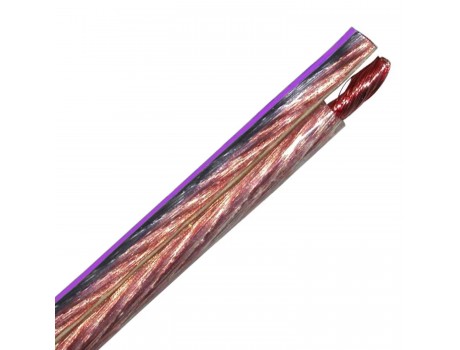 Акустический кабель 2х6,0мм² YFAZ прозрачный, с фиолетовойой полосой