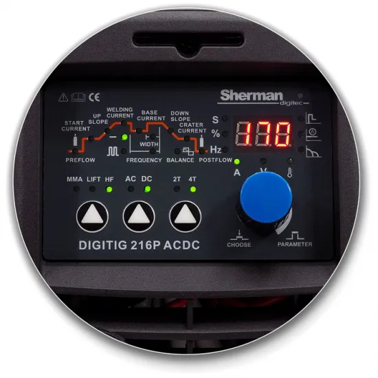 Welding machine DIGITIG 216P AC/DC, TIG, 200A, 230V Sherman